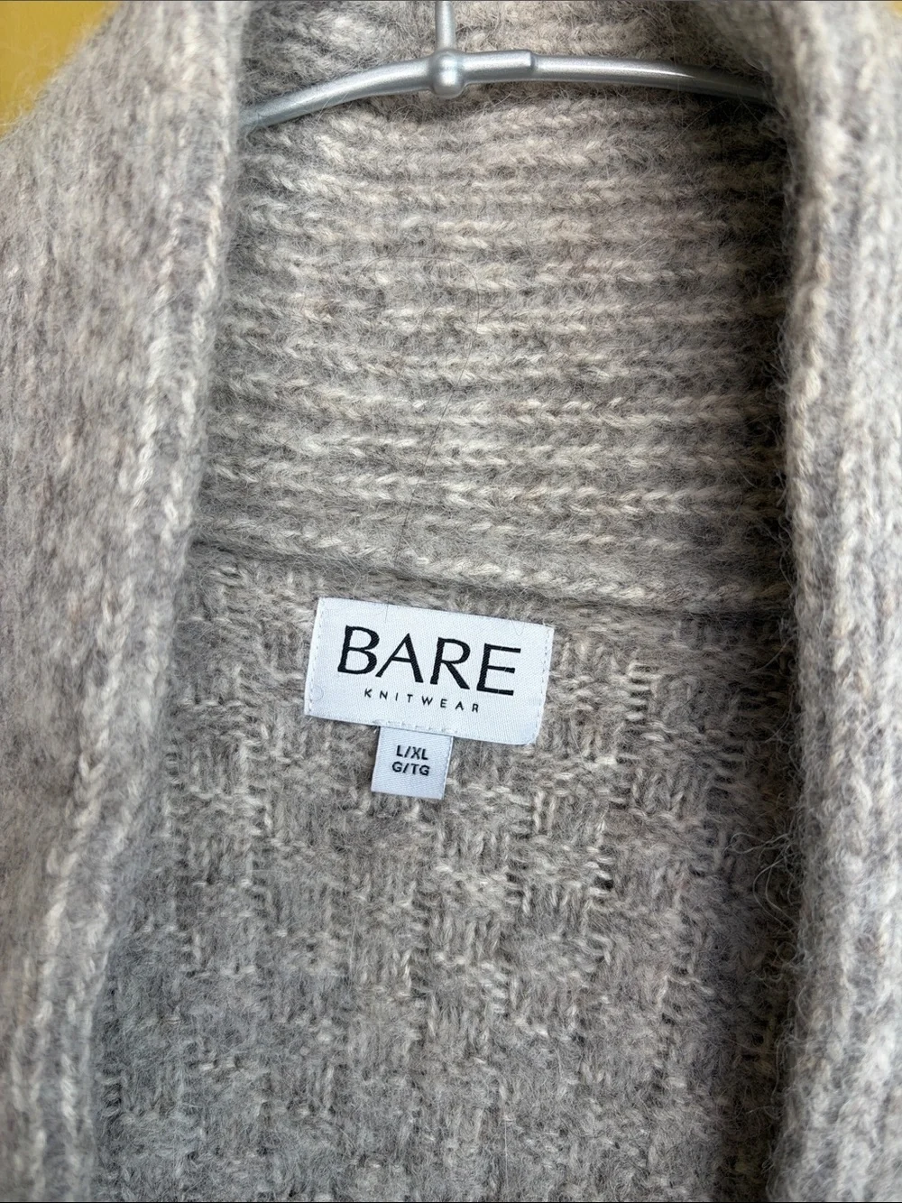 BARE knitwear Taupe Heather Shawl Collar Button Cardigan - Picture 2 of 3